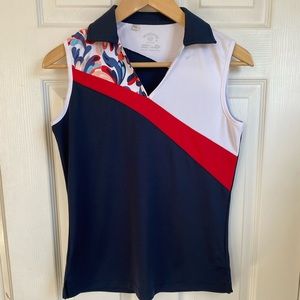 Monterey Bay dark blue sleeveless golf polo shirt sz S in good used condition